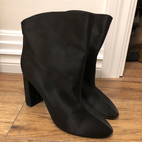 Saint Laurent Shoes - Saint Laurent YSL Black Satin Boots